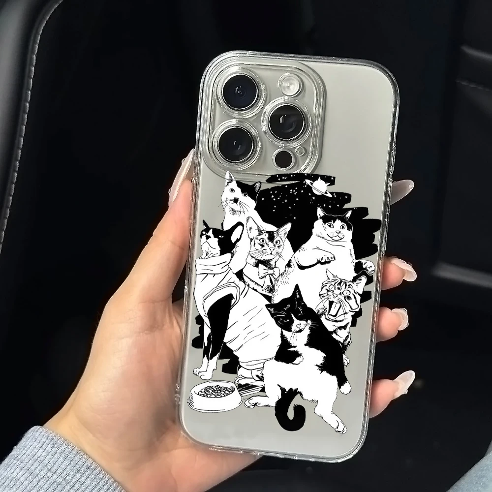 الخيال العلمي نمط القط سيليكون جراب هاتف آيفون 17 16 15 14 13 12 11 برو Xs ماكس الهواء ميني 7 8 6 6s زائد SE 2020 2022 غطاء #5