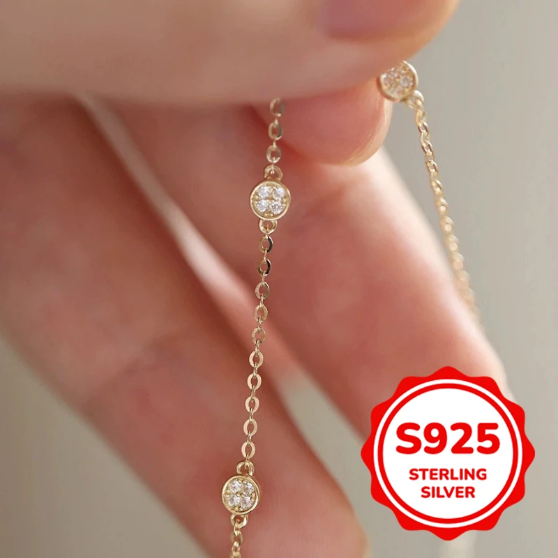 

S925 authentic sterling silver mini small disc bracelet for women fashion elegant retro light luxury exquisite simple classic