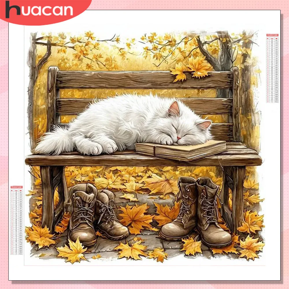 HUACAN Diamant-Mosaik Neuheit 2026 Katzen-Tier-Diamantmalerei für Erwachsene Herbst Kunst und Handwerk Handgefertigte Heimdekoration Komplettsets
