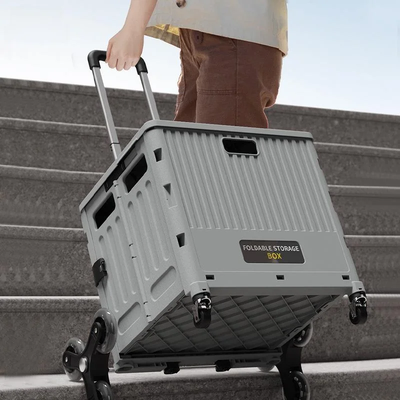 

Portable Plastic Shopping Cart Foldable Vegetable Buying Car Small Pulling Ladder Wheel Handcart Retractable Handle Family St...