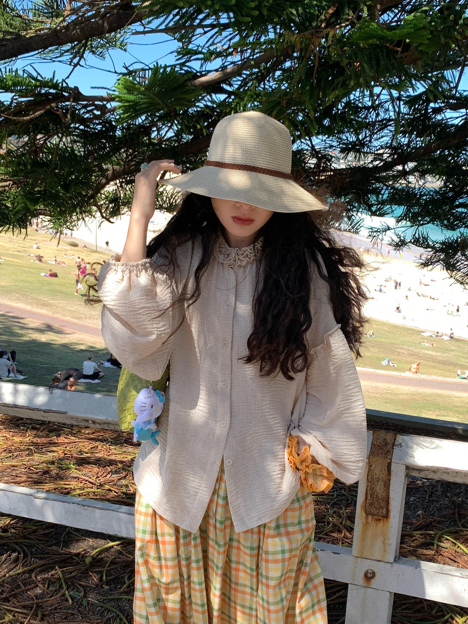 

Pickle Pock Loose Long Sleeve Shirt Japanese Style Pleated Literature Lazy Spring Summer Cover up Floral Lace Collar Women's ...
