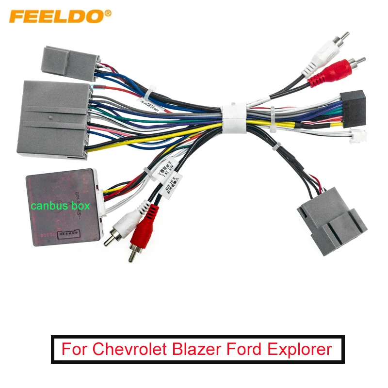 

FEELDO Car 16pin Audio Wiring Harness With Canbus Box For Chevrolet Blazer Ford Explorer Stereo Installation Wire Adapter