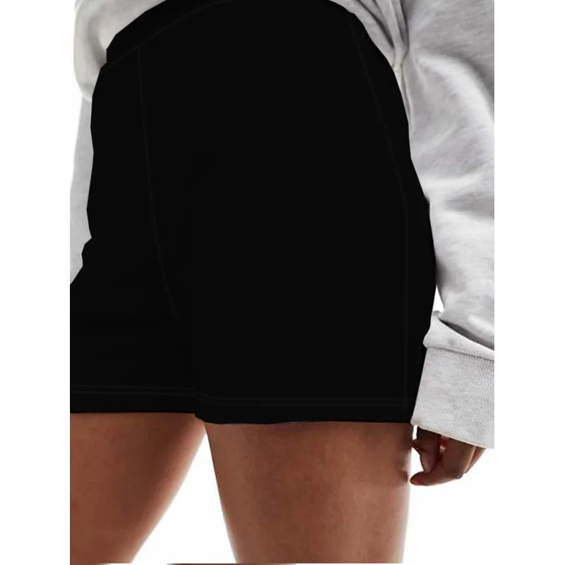 

2026 Office Casual Women's Shorts Regular Fit Solid Black Elastic Waist Slimming Bottoms