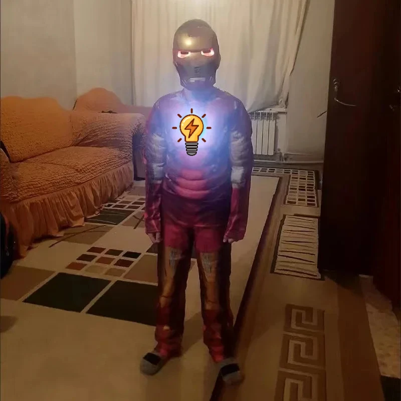 New Anime Periphery Children Cosplay Avengers Movies Hot Halloween Costume Iron Man Christmas Kids Birthday Gift With lighting