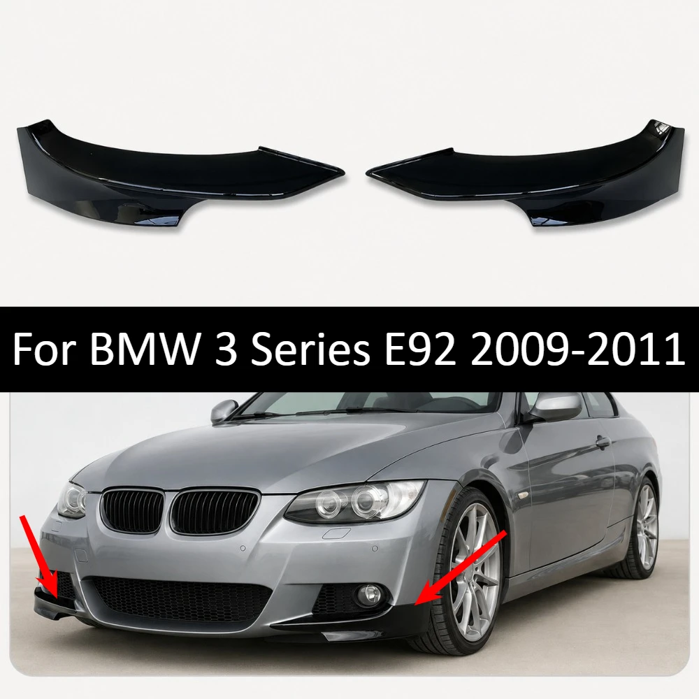 Front Bumper Canard For BMW 3 Series E92 2009-2011 MP Style Front Lip Corner Splitter Exterior Styling Accessory Upgrade Kit Set