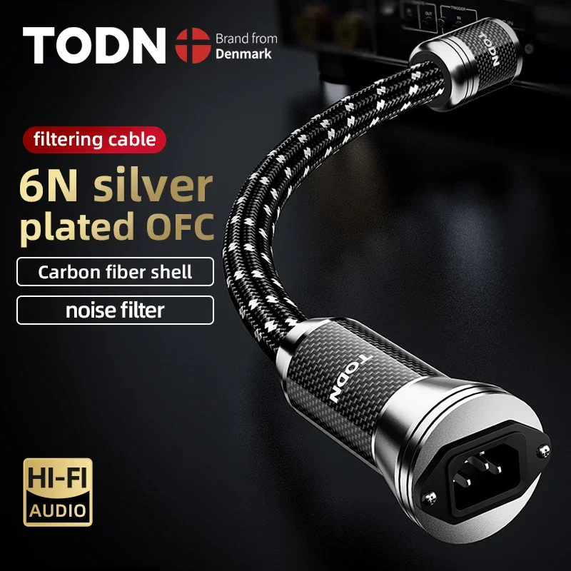 

TODN HIFI Power filter, power cable extension cable, carbon fiber plug housing, rhodium plated connector