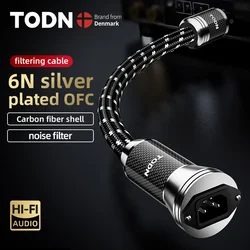 TODN HIFI Power filter power cable extension cable carbon fiber plug housing rhodium plated connector