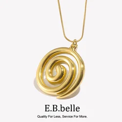 Snake Chain Vortex Spiral Pendant Necklace Waterproof Tarnish Free 18K Gold Plated Jewelry 316L Stainless Steel Accessories