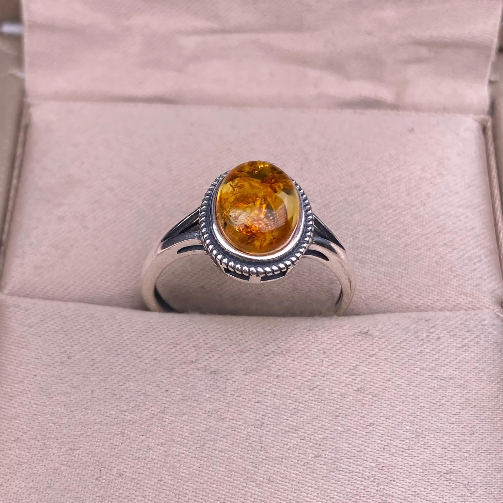 New Flower Amber Ring S925 Sterling Silver Women's Ring Party Exquisite Jewelry Amber Advanced Accessories Valentine's Day Gift