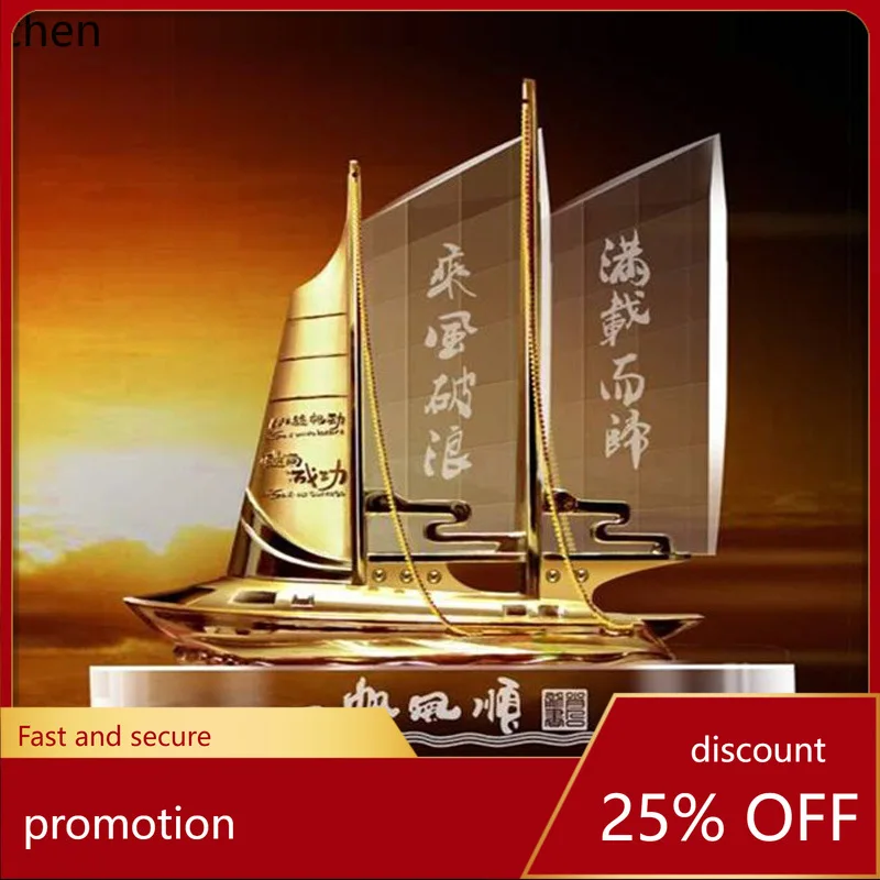 

ZML Crystal Sailboat Smooth Sailing Decoration Office Study Desktop Creative Ornament