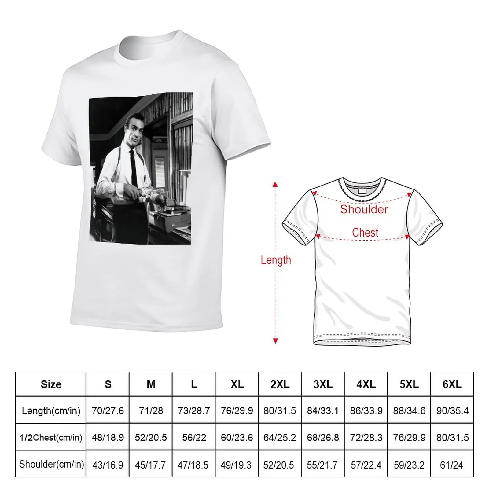 New Sean Connery Pouring a Drink, Black and White Vintage Art T-Shirt summer top man clothes mens workout shirts