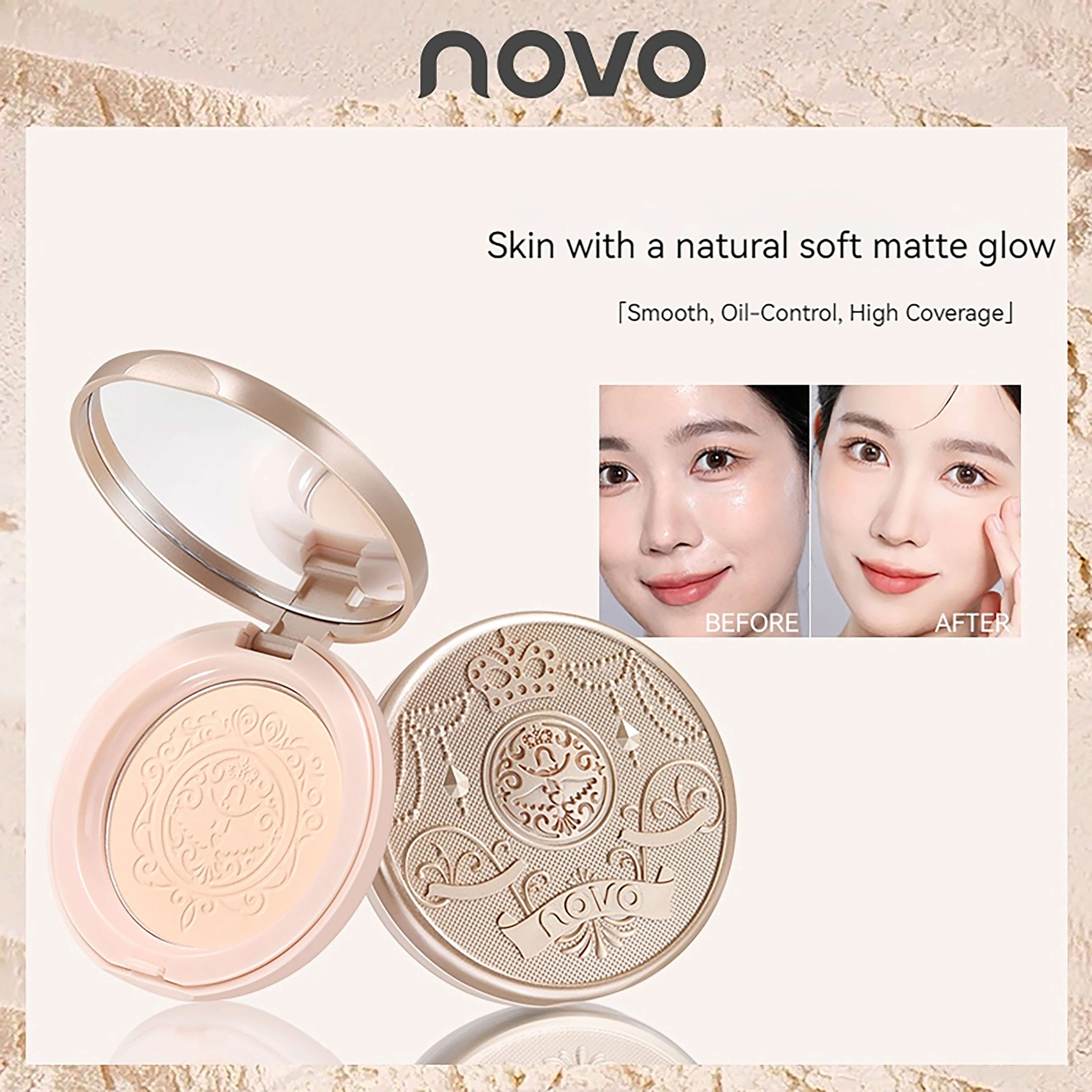 NOVO Long-lasting Oil-Control Setting Powder Blurs Imperfections & Minimises Pores Touch-Up Loose Powder