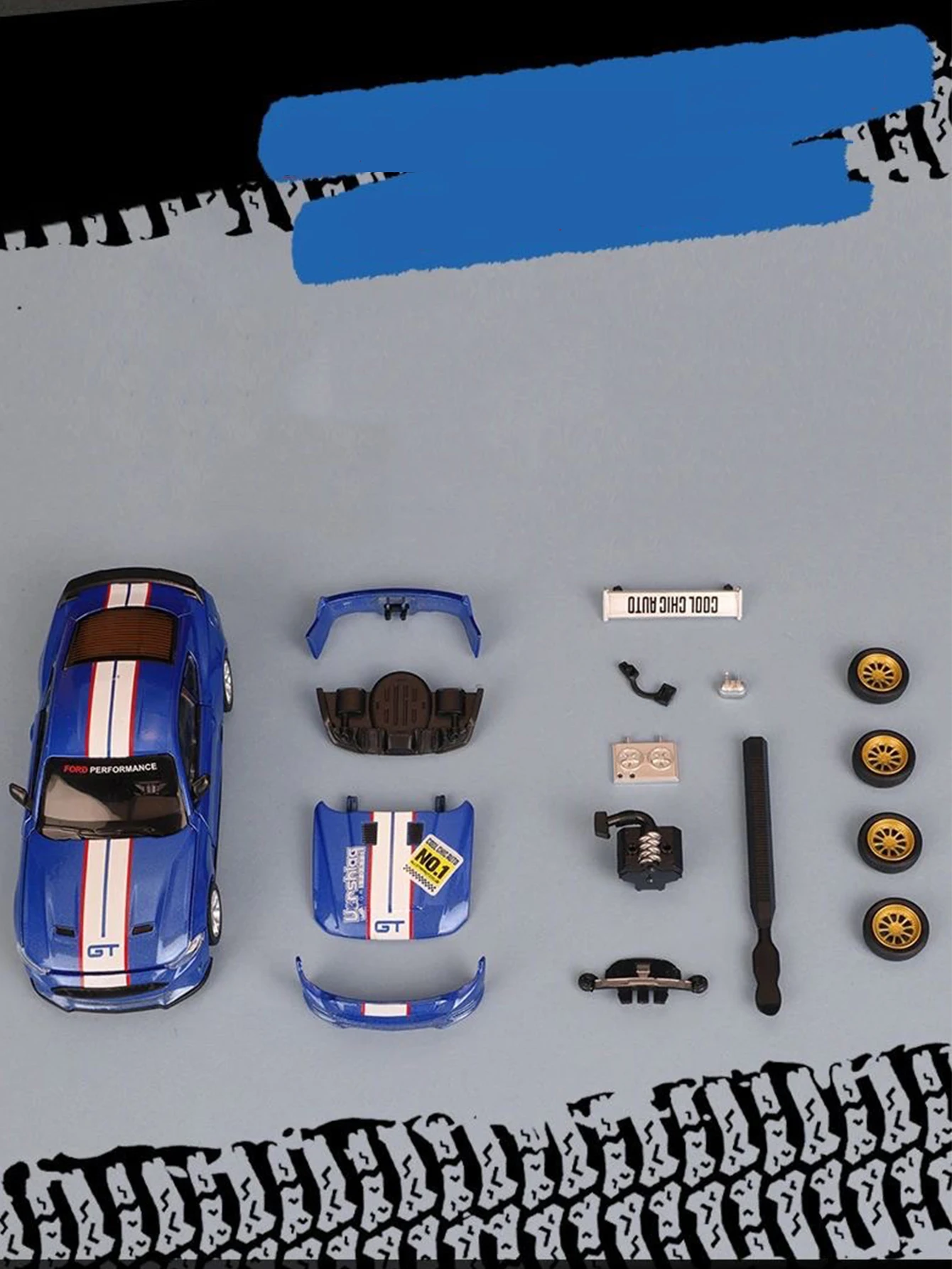 1: 42 simulação liga de zinco Ford Mustang GT2018 carro modificado, modelo estático, carro de presente colecionável de metal