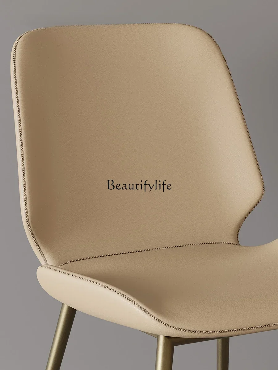 كرسي طعام منزلي حديث وبسيط وخفيف وفاخر ومسند ظهر للفنادق كريمي وكرسي من الجلد الناعم