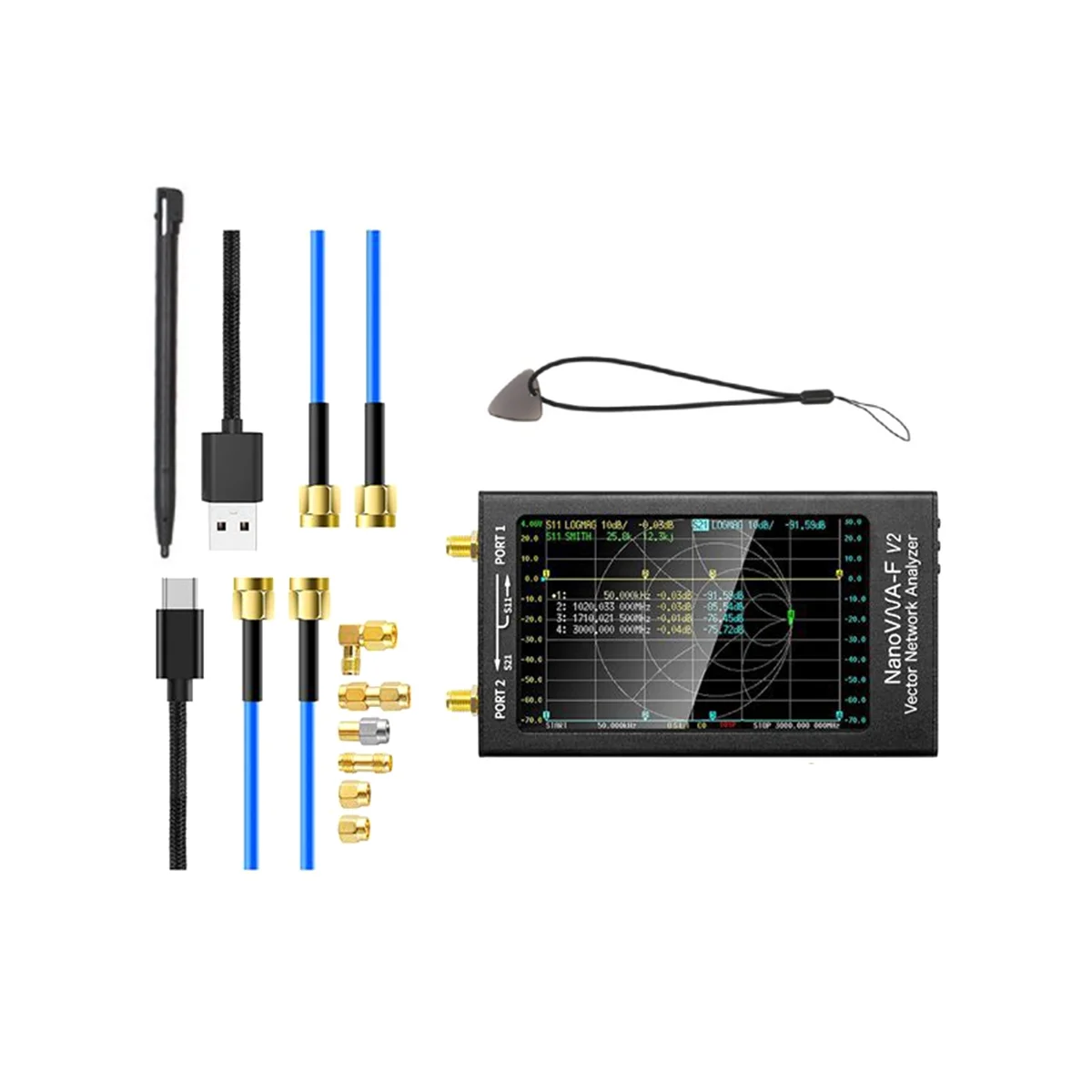 NanoVNA-F V2 Vector Network Analyzer 50KHz-3GHz Antenna Analyzer HF VHF UHF VNA with 5000MAh-Measuring S Parameters