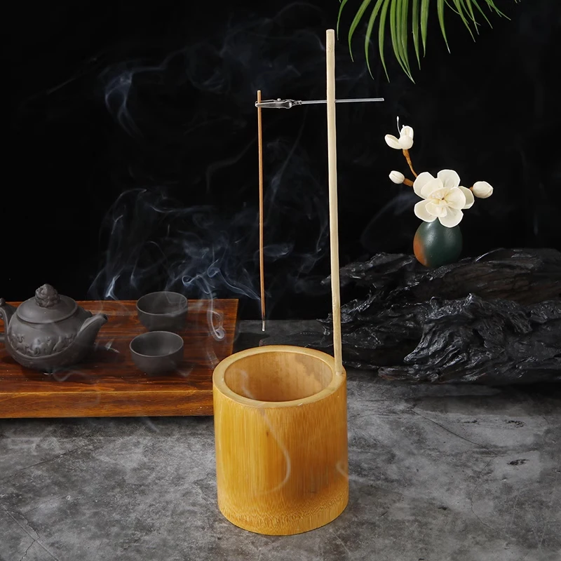 Natural Bamboo Incense Burner Height Adjustable Upside Down Incense Holder Ash Catcher Buddhism Supplies Home Decor