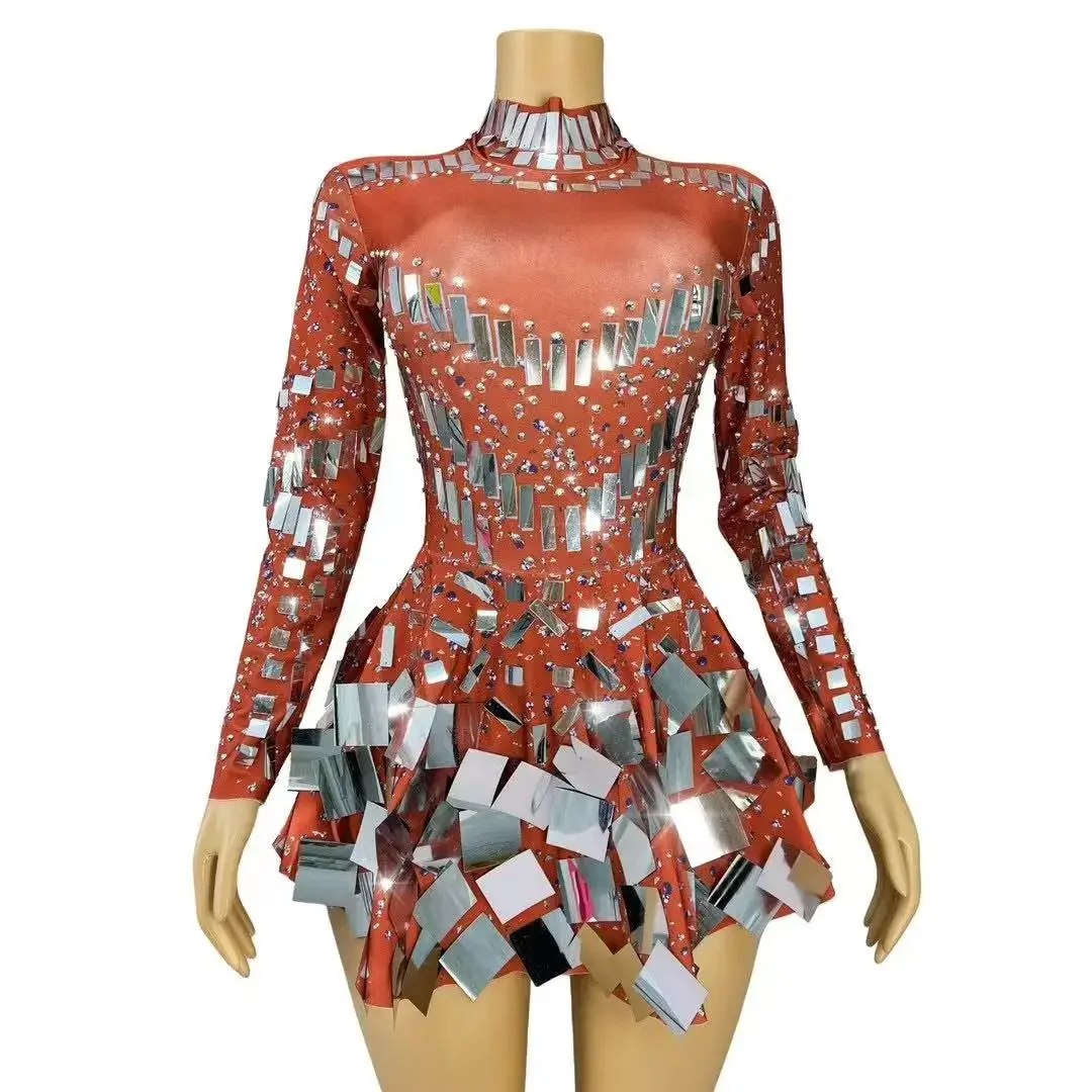 ถ่ายภาพชุดเวทีกระพริบดําเนินการเครื่องแต่งกาย Rhinestones Ultrashort ผู้หญิงปาร์ตี้ไนท์คลับนักร้องนักเต้น