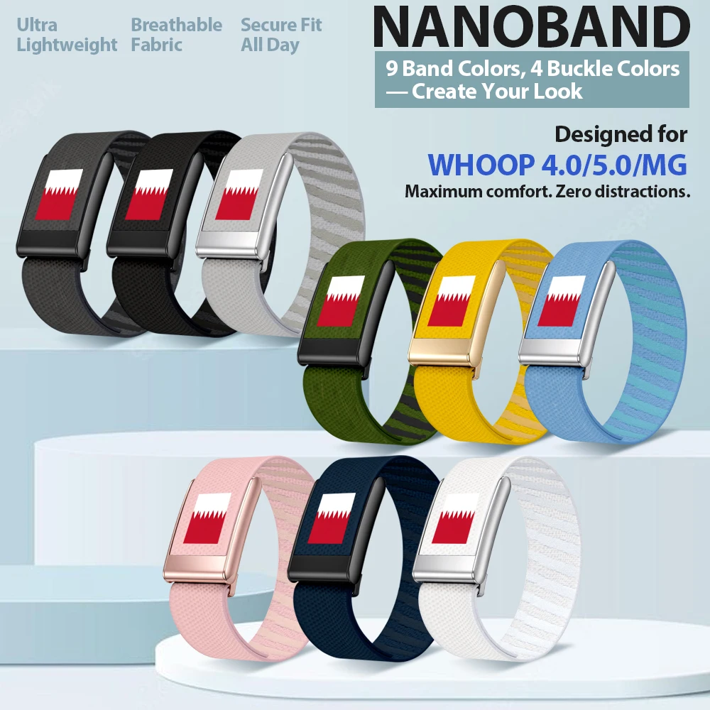 For Middle East Bahrain national flag Logo Whoop 4.0 5.0 MG Replacement Sports Wristband Band Nylon Elastic Straps Metal Frame