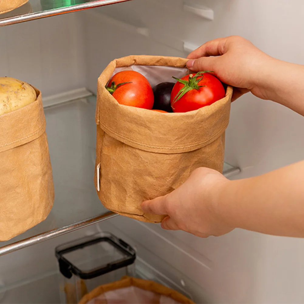 Multiuse Kraftpaper Bags Set of 4 Sizes Washable Degradable Foldable for Plants Potatoes and Home Organization