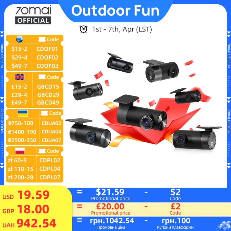 70mai Rear Cam RC06 RC11 RC12 RC14 RC22 Interior FC02 for 70mai 4K A810 A800SE 70mai A510 A200 A500S X800 RC24 RC41 for T800