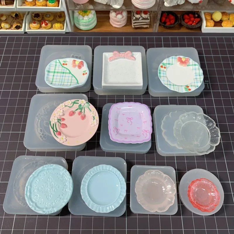 Mini Lace Plate Silicone Mold Miniature Tableware Mold for UV Resin Epoxy Resin DIY Dollhouse Mini Food Play Craft Making view 6