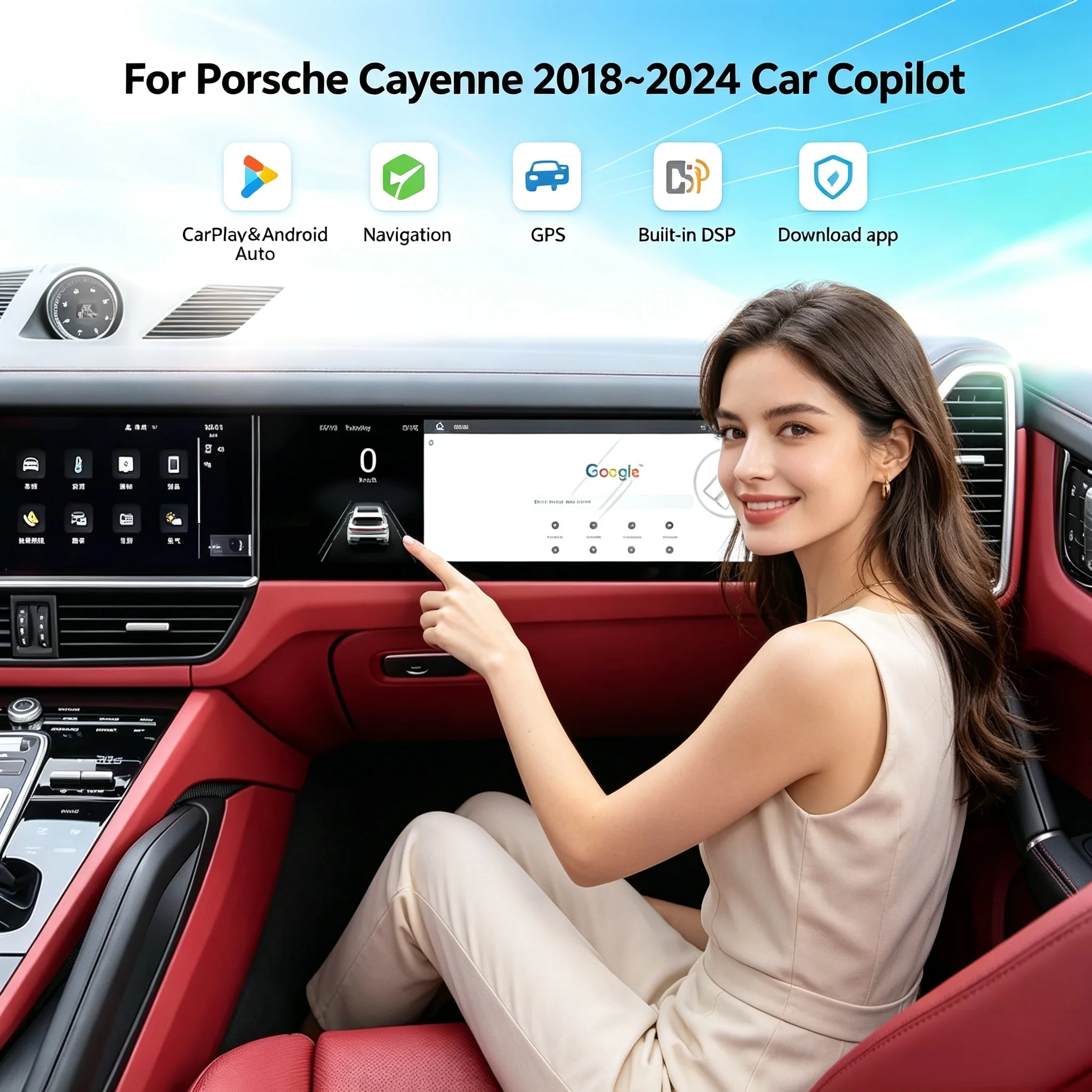 For Porsche Cayenne 2018~2024 Car Copilot Android Screen Auto Headunit Monitor Carplay Passenger Seat Entertainment New Upgrade