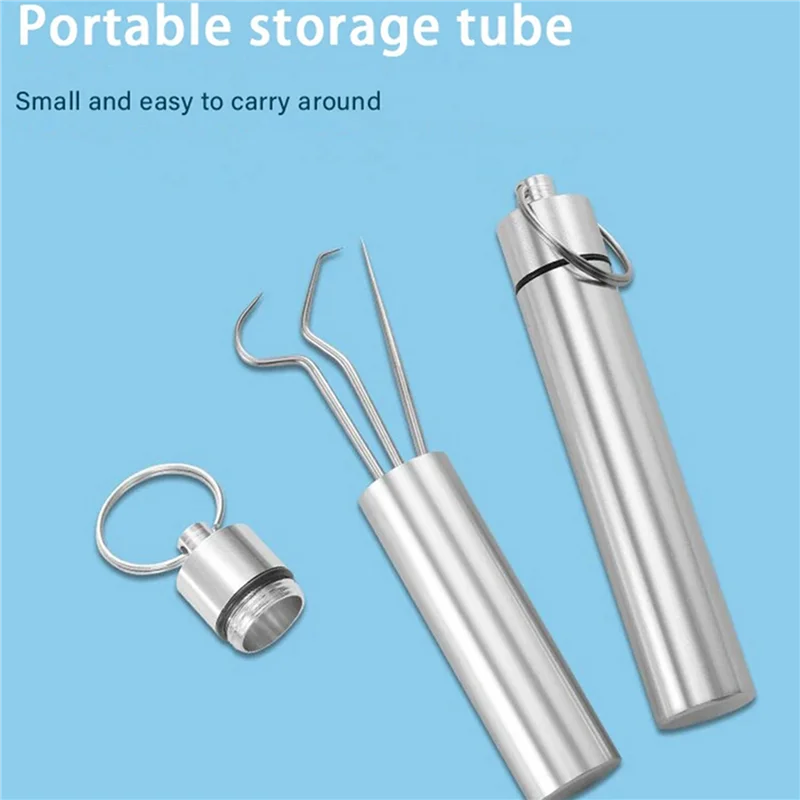 HIM-3X набор металлических зубочисток с нитью, многоразовые зубочистки, портативная зубочистка, нить для чистки зубов, инструменты для ухода за полостью рта, A