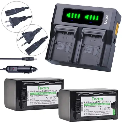 파나소닉 VW-VBD58,AJ-HPX260MC,HPX265MC,PX270,PX298,AG-FC100, VW-VBD78용 AG-VBR59 VW-VBD29 배터리/LED 충전기