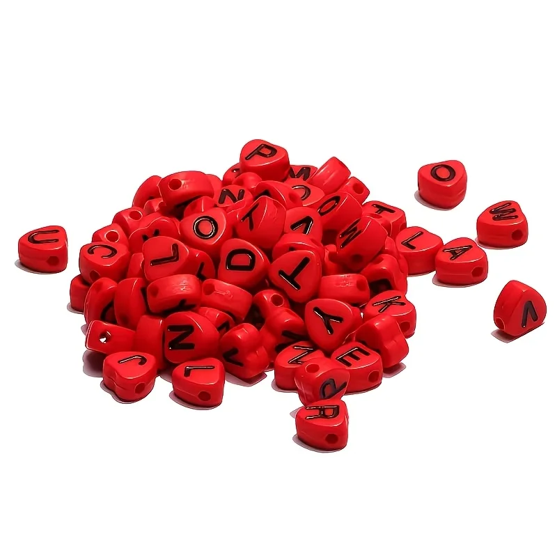 4x7mm 220/440pcs red heart-shaped letter beads, used for making accessories such as bracelets, necklaces, earrings view 5