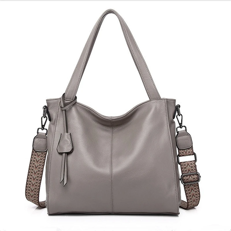 Nesitu Highend A4 Black Grey Purple Large Capacity Genuine Leather Women Handbag Lady Cowhide Shoulder Messenger Bag Tote M6833