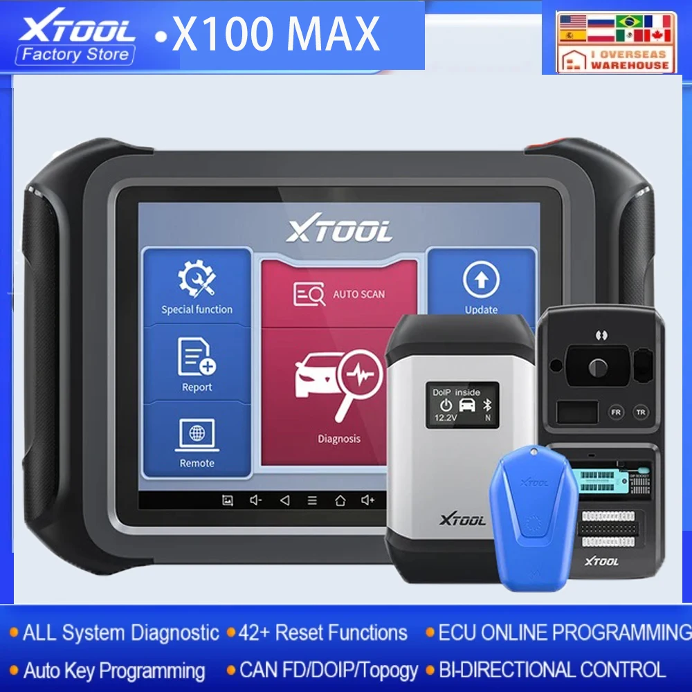 

XTOOL X100 MAX Key Programmer All Key Lost Full System Car Diagnostic Tool 42+ Reset Function ECU Programming Topology Mapping