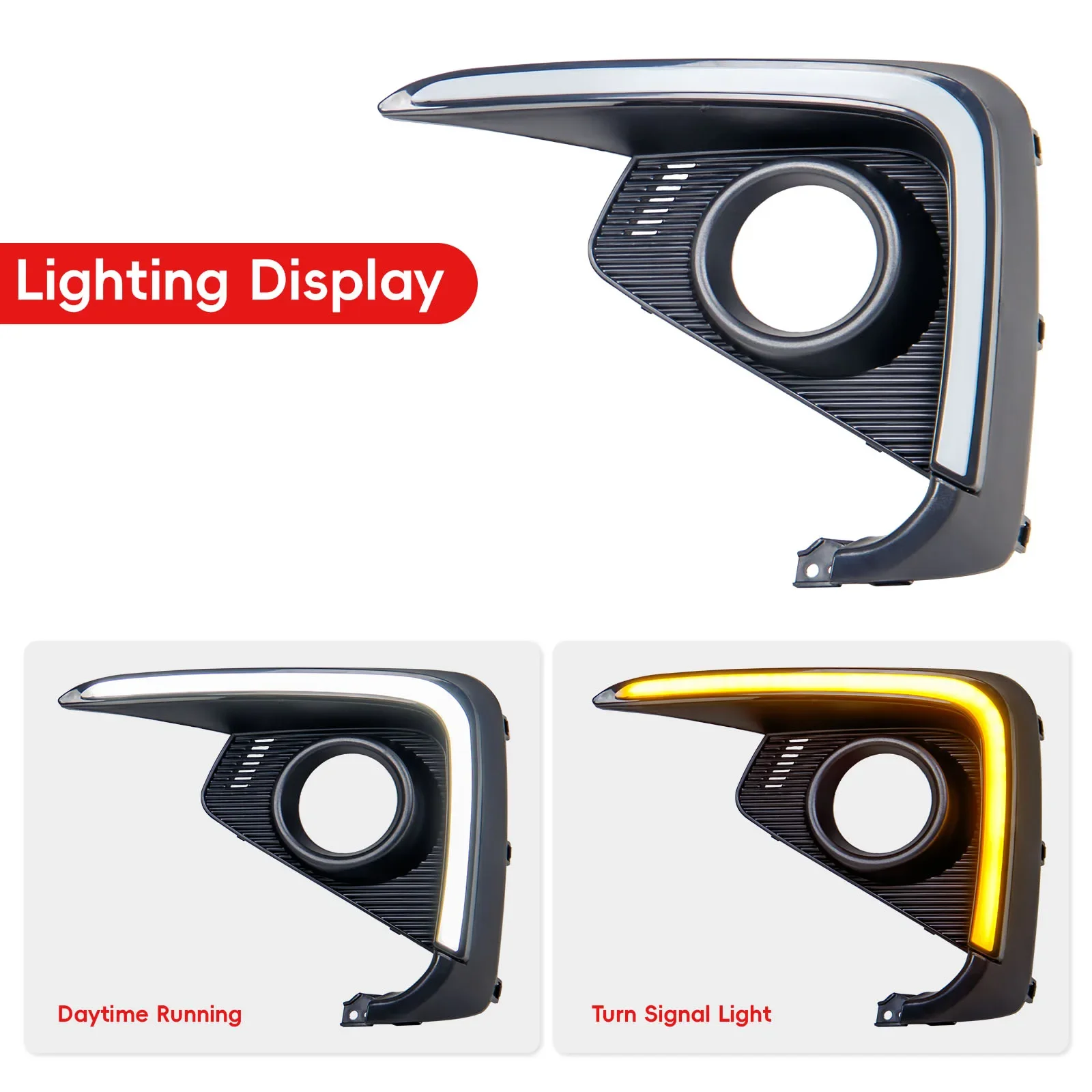 Car Led Daytime Running Light Dynamic Turn Signal Front Bumper Fog Lights Modified 12V Daylights DRL for Suzuki Ertiga 2018-2025 detail image 3