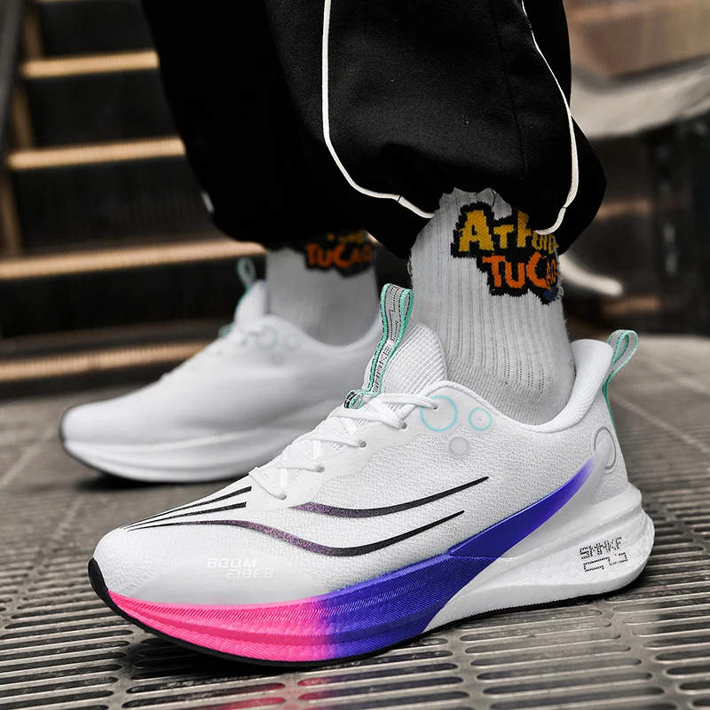 

Новые кроссовки для бега и марафонского спорта, сетчатая ткань с настоящей карбоновой пластиной, мужская и женская походная обувь 2025 года, мужская