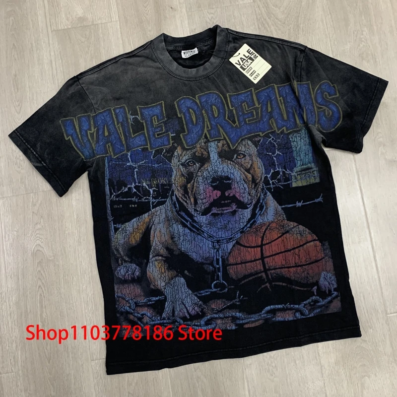 

Мужские футболки Vale Tops, футболки с баскетбольным принтом для собак, черные универсальные футболки в стиле ретро с короткими рукавами VALLEY, отправленная на один день