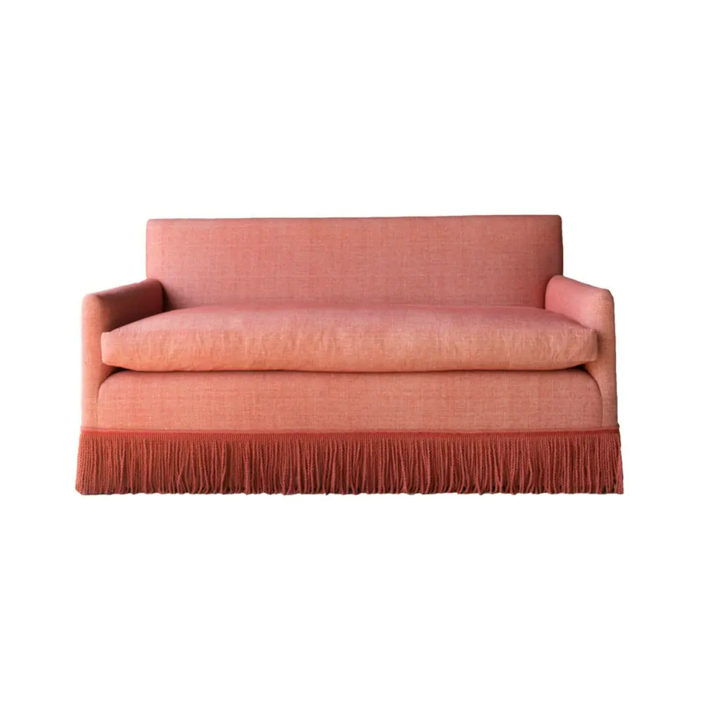 ♢X Modern Blue  Chesterfield Sofa with Tassels 3 Seater Fabric Corner Couch with Skirt Soft Slipcovers for Hotel Restaurant&