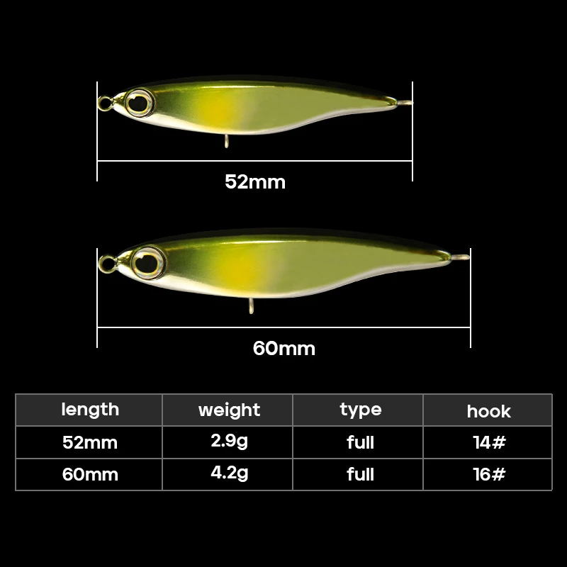 LETOYO 2.9g/4.2g Sinking Pencil Lure Mini Horizontal Tremor Sinking Hard Baits Full Swimming Layer Trout Lures