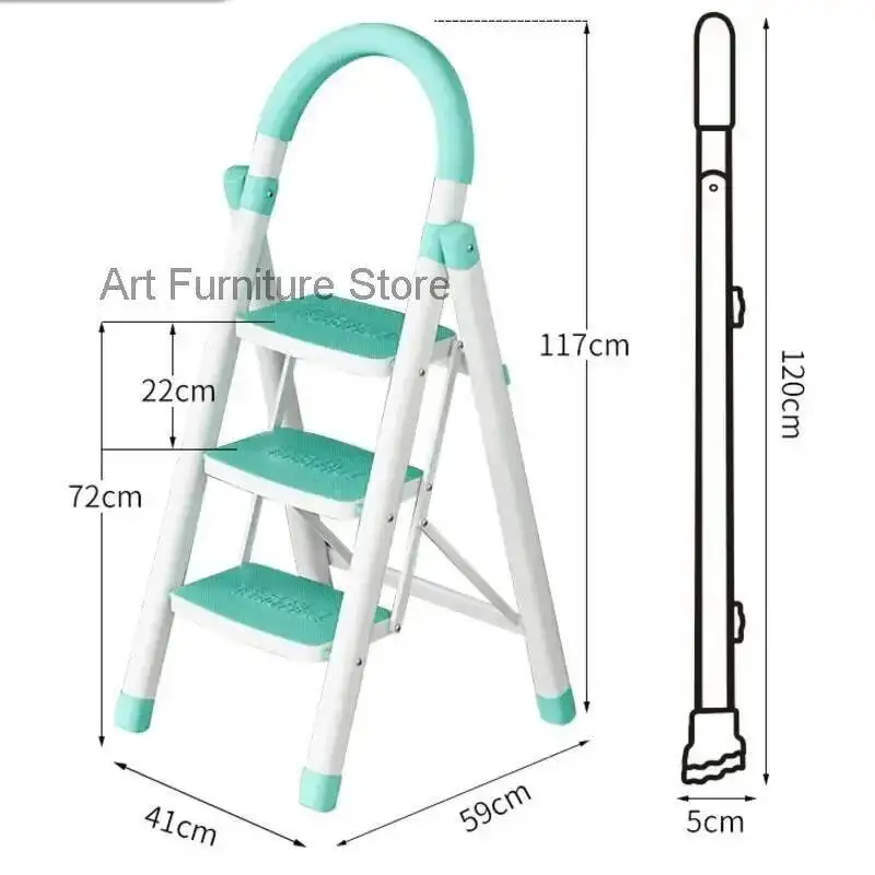 Aluminum Alloy Triangle Step Indoor Stool Telescopic Ladder for Multifunctional Use