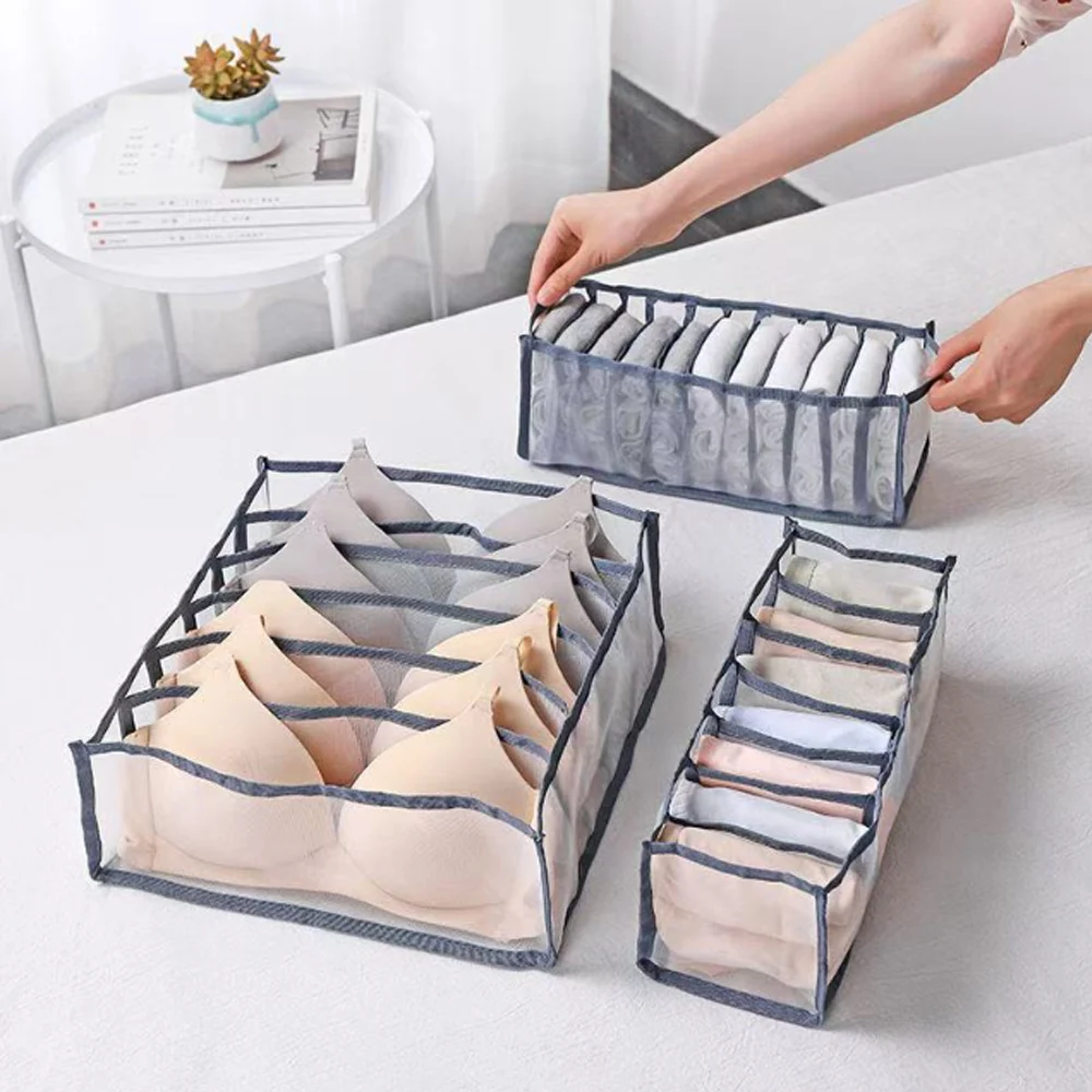 6/7/11 Compartments Underwear Storage Box, Home Underwear Bra Sock Cabinet, Drawer Style Fabric Mesh Partition And Sorting Box ﻿