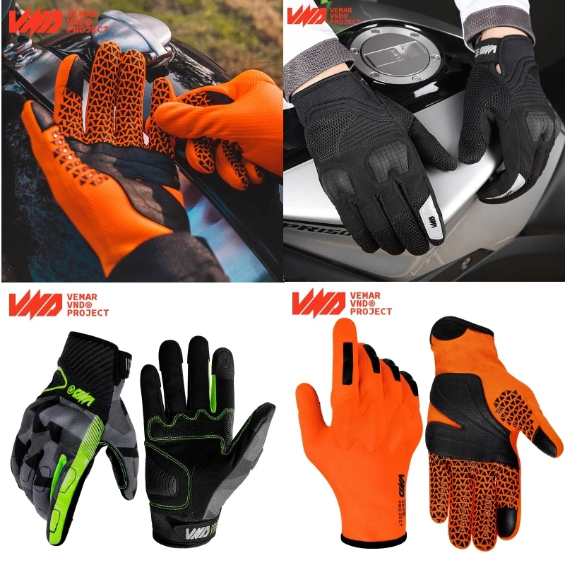 

VND Summer Motorcycle Gloves Breathable Sports MTB Cycling Gloves Touch Screen Full Finger Motcrosss Racing Gloves Men Guantes