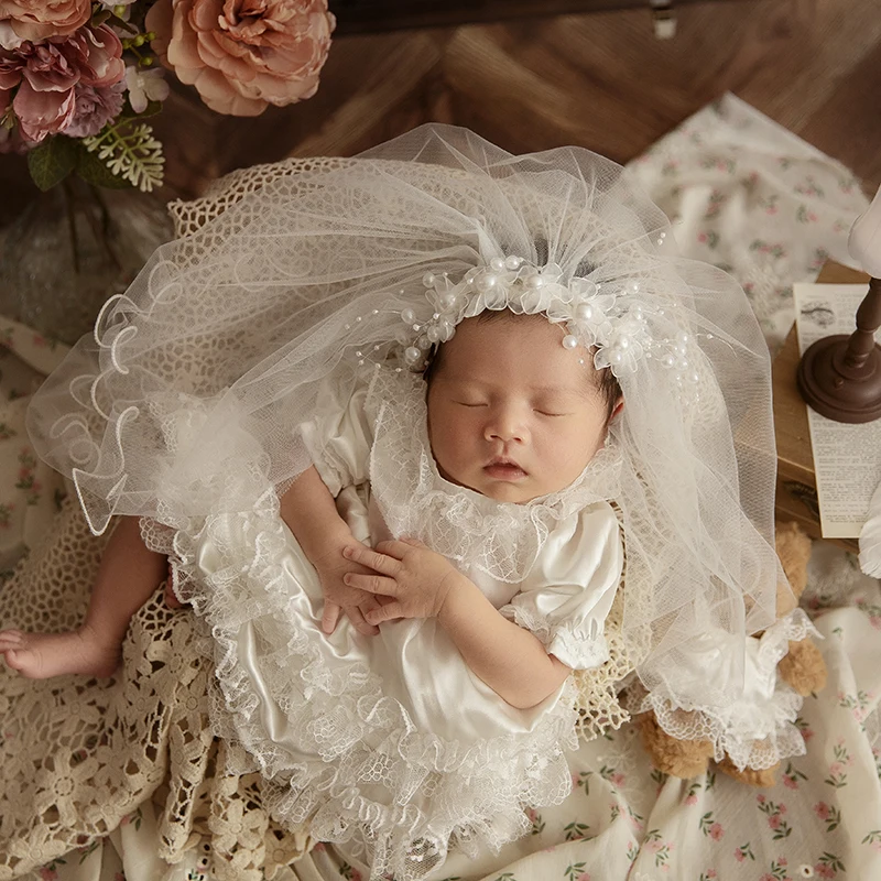 Englund Style Newborn Photography Props Cute Plush Wedding Dress Bear Doll Baby Boys Girls Studio Shooting Accessories