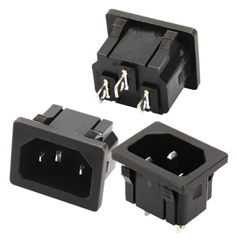 2 шт., черный, 10 А, 250 В, IEC320 C13, женская промышленная розетка, встроенный PDU, шкаф, розетка переменного тока, разъем для крепления на панели, розетка переменного тока