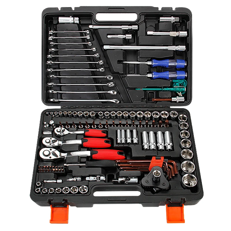 121PCS Kit Car Repair Sockets Set Hand Tool Sets Combination Socket Wrench Set with Plastic Toolbox