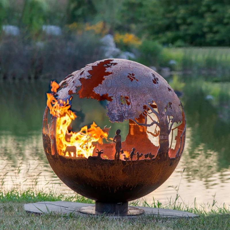 Mech Bonfire Laser Cutting Fire Pit Sphere  Design Fire Ball