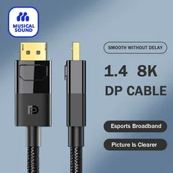 DisplayPort to DisplayPort Cable DP to DP Male to Male Cable Gold-Plated Cord, Supports 8K@60Hz, 4K@144Hz DP 1.4 Cable