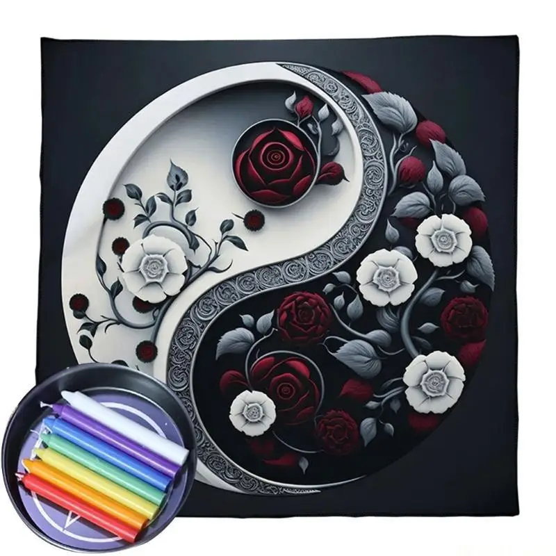 

31BE Tarots Card Tablecloth Square Divinations Tapestry Flower TaiChi Astrologys Tablecloth Table Cloth Witchcrafts Supply