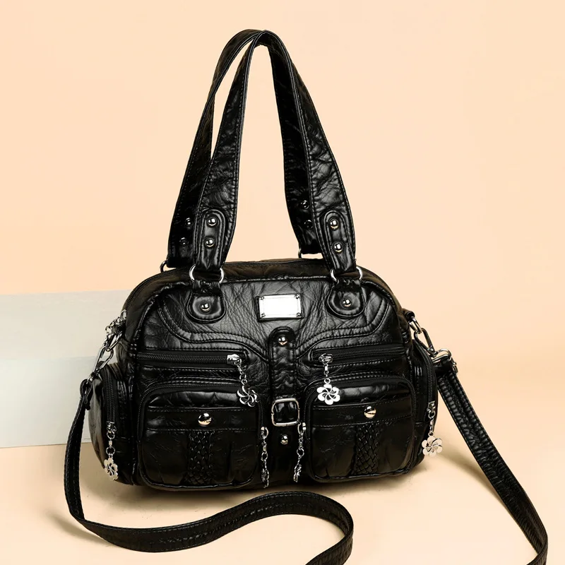 

2025 New! Fashionable Women's Tote Bag - Washed PU Material, Single - Shoulder &Crossbody Design, Casual and Versatile