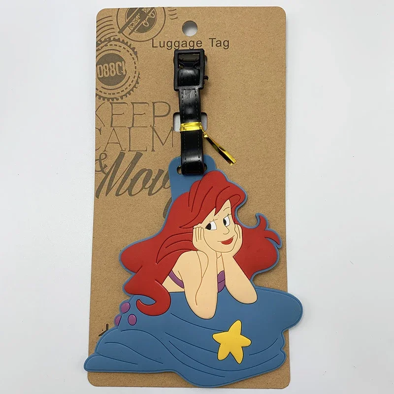 Disney Princess Luggage Tag Snow White Elsa Anime Figure Suitcase Tag Travel Flight Accessories PVC Baggage Holder Label Pendant