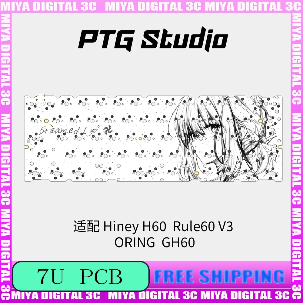 

Hiney H60 Keyboard PCB 7U HotSwap Keyboard Positioning Plate Custom for Rule60/ORING/GH60/TOFU60 Mechanical Keyboard Accessories
