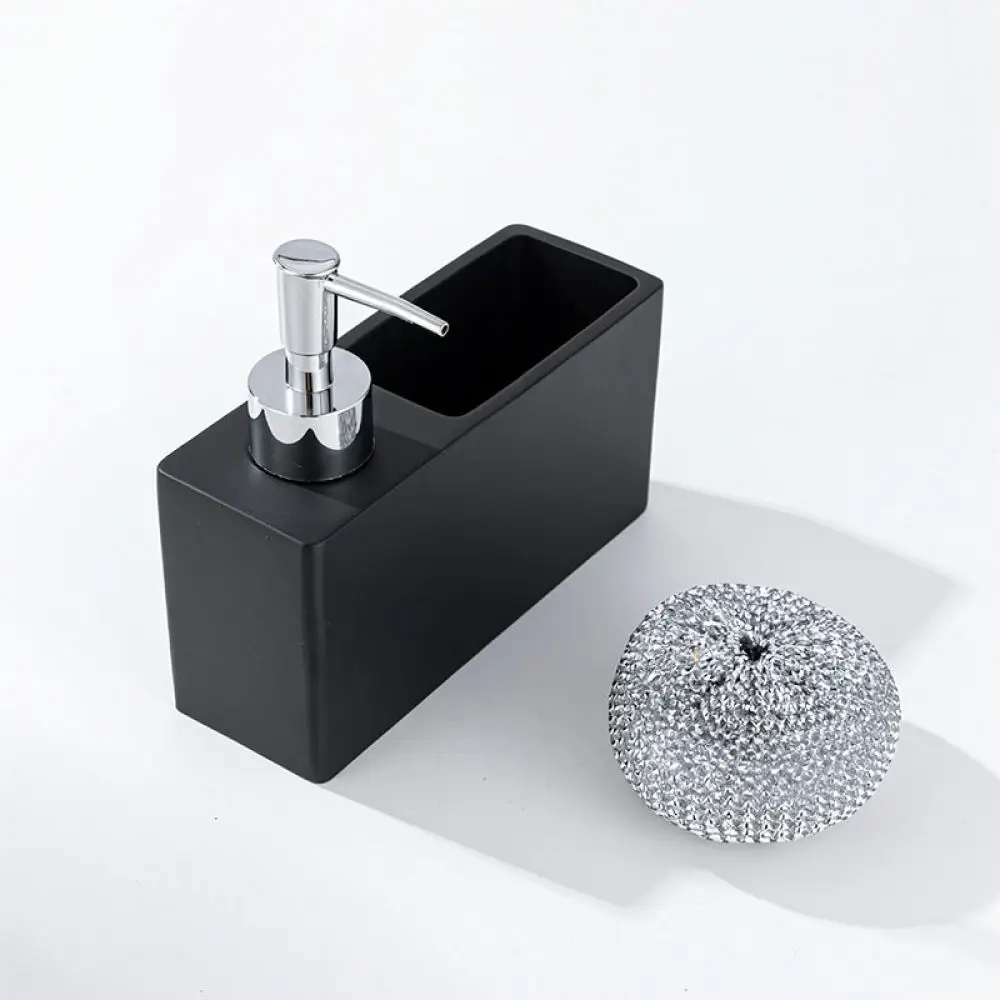 Press Type Soap Dispenser With Sponge Holder Organizer Bottle Kitchen Countertop Dish Detergent Container Cleaning Tools Box