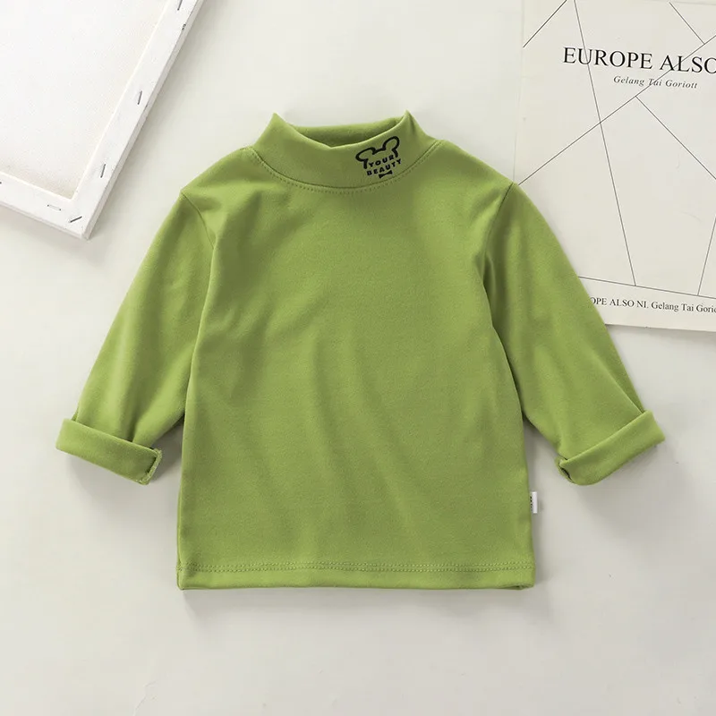 Children's Semi-turtleneck Bottoming Shirt Neckline Printed Autumn and Winter Long-sleeved T-shirt Autumn and Winter Top